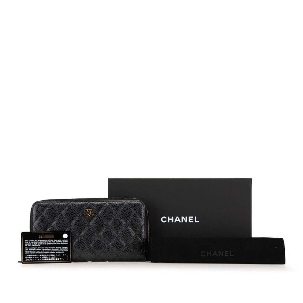 CHANEL Authentic Black Caviar Leather Logo Wallet - Picture 13 of 14